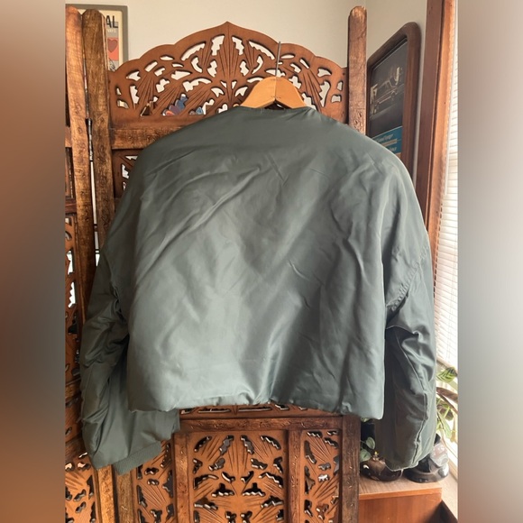 Topshop cropped insulated bomber jacket, green - Picture 4 of 6